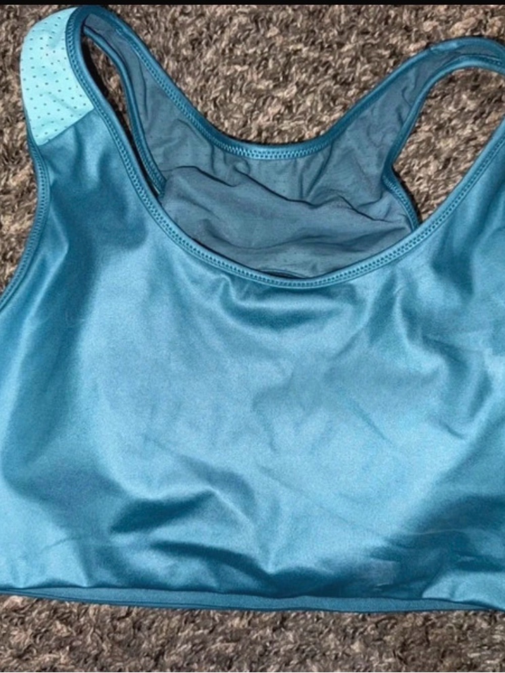 Fabletics Deep Teal & Mint Mesh Racerback Sports Bra Medium